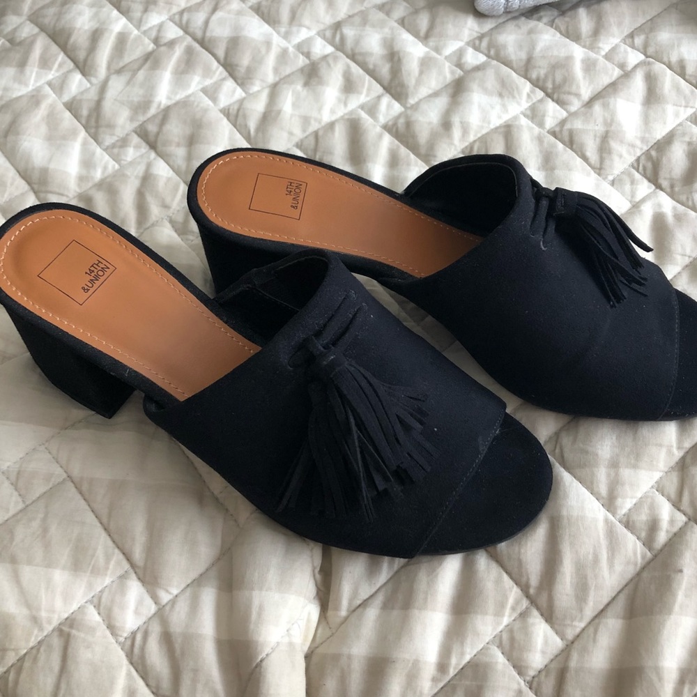 Black Suede Heel Slides
